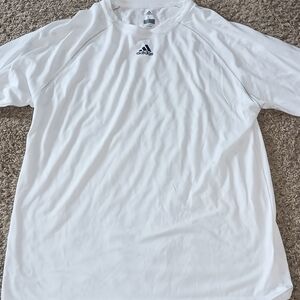 Adidas Shirt Mens Large White Climalite Crew Neck Activewear Long Sleeve Stretch
